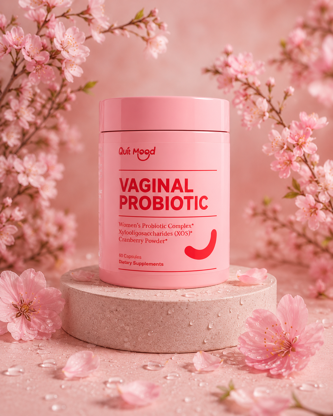 Mood Vaginal Probiotic among cherry blossoms